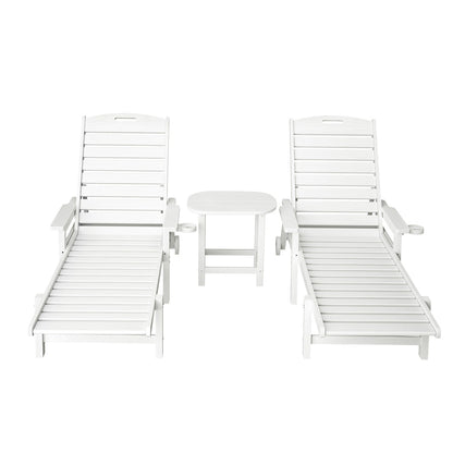 Gardeon Sun Lounge Lounger Beach Chair HDPE Patio Outdoor Furniture with Wheels White