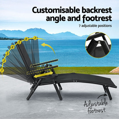 Gardeon Sun Lounge Outdoor Lounger Aluminium Folding Beach Chair Camping Patio