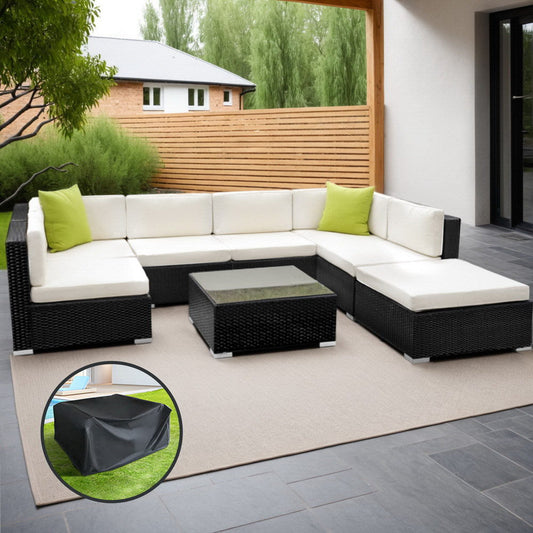 Gardeon 8-Piece Outdoor Sofa Set Wicker Couch Lounge Setting Cover