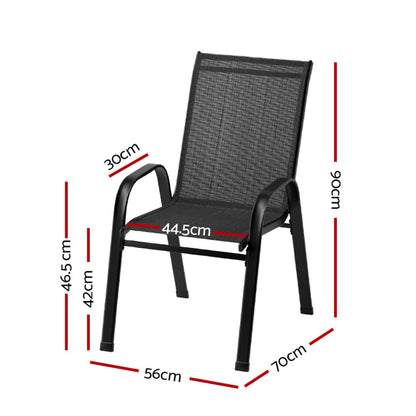 Gardeon 2X Outdoor Stackable Chairs Lounge Chair Bistro Set Patio Furniture