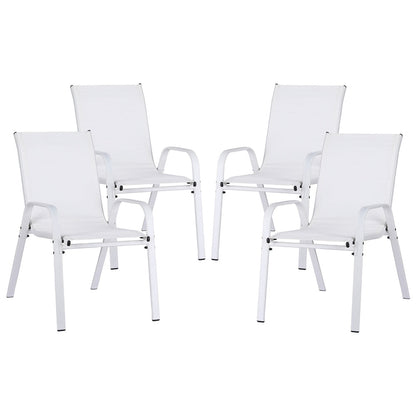 Gardeon 4PC Outdoor Dining Chairs Stackable Lounge Chair Patio Furniture White