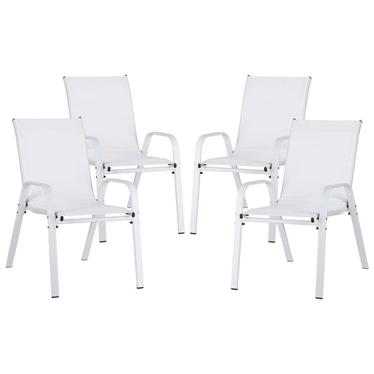 Gardeon 4PC Outdoor Dining Chairs Stackable Lounge Chair Patio Furniture White