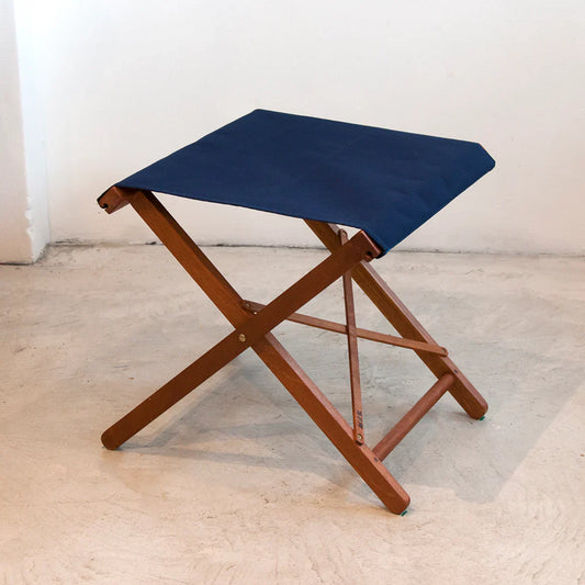 Folding Stool Hardwood Synthetic Solid Navy