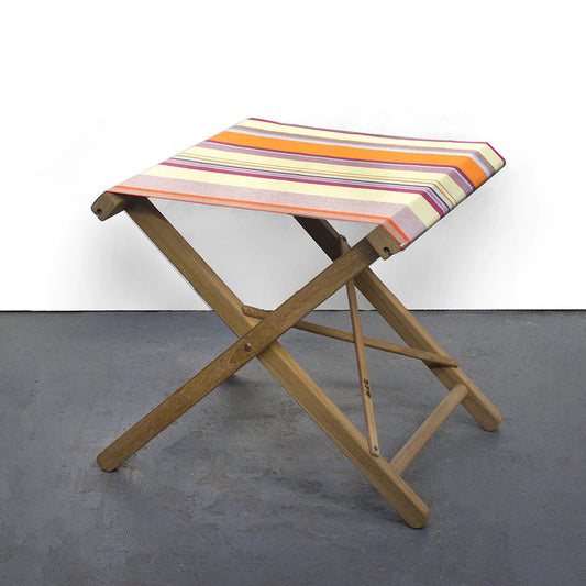 Folding Stool Teak Synthetic June Sunset