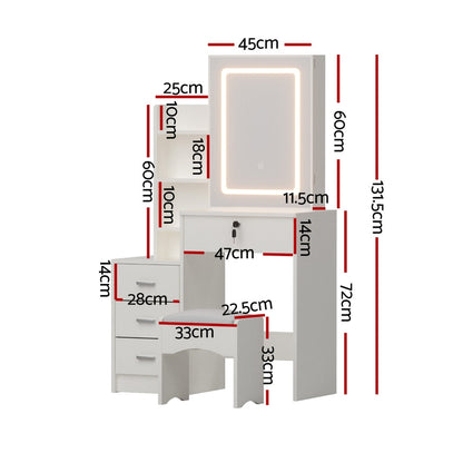 Artiss Dressing Table Vanity Desk Set Stool Led White