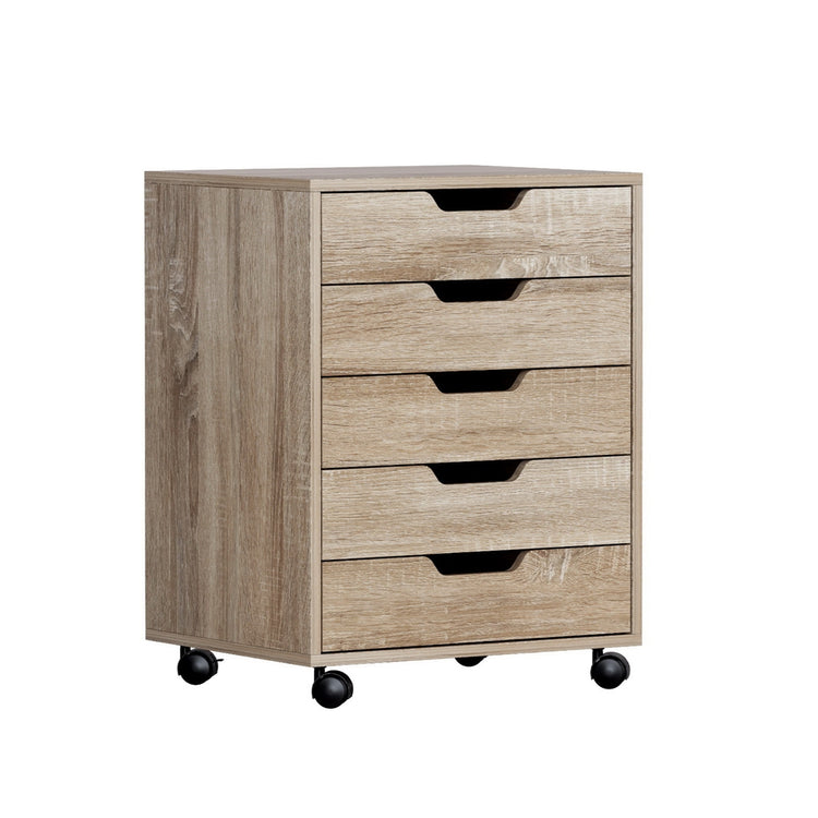 Artiss 5-Drawer Mobile Filing Cabinet Rolling Storage Beige