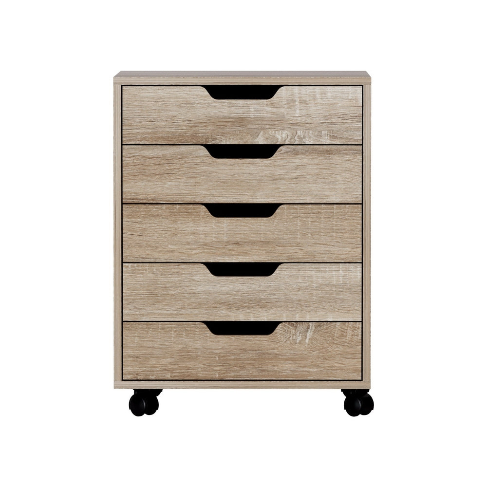 Artiss 5-Drawer Mobile Filing Cabinet Rolling Storage Beige