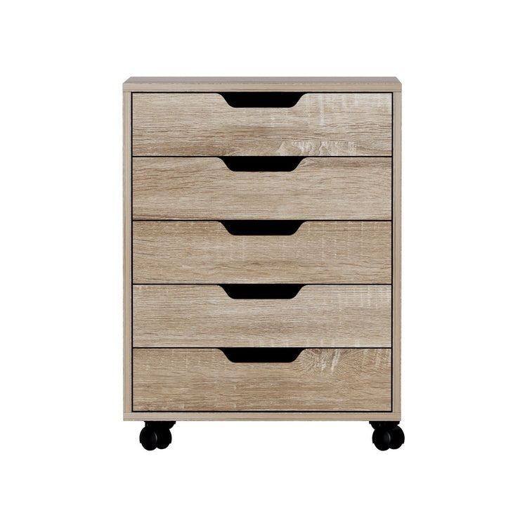 Artiss 5-Drawer Mobile Filing Cabinet Rolling Storage Beige