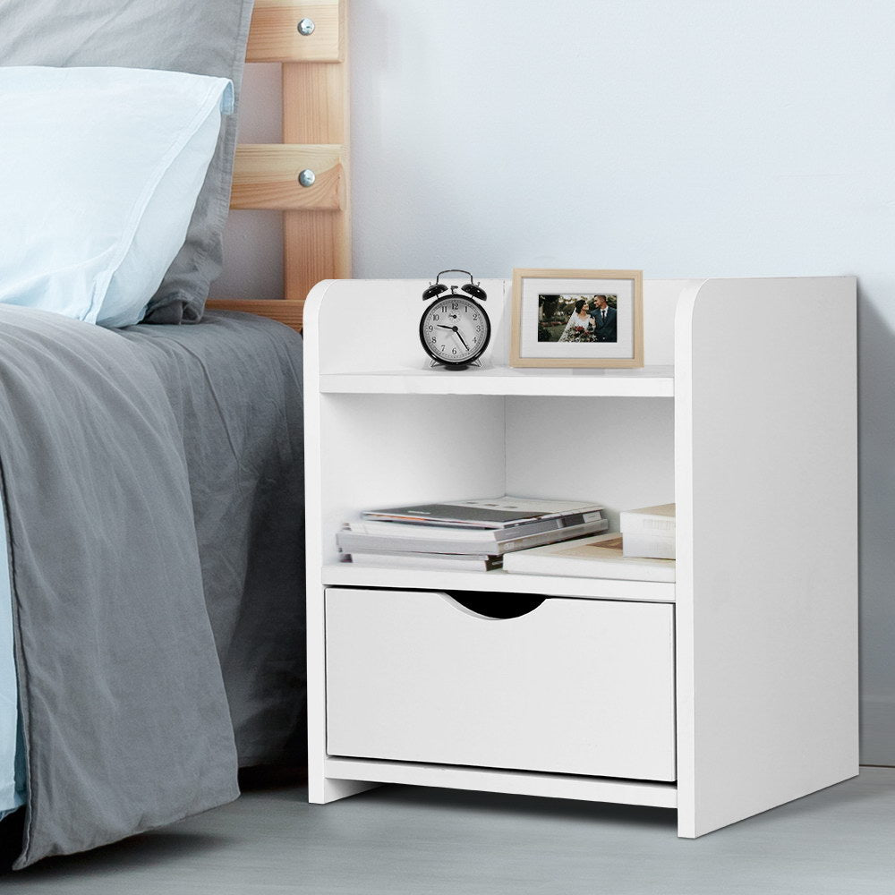 Artiss Bedside Table Drawer - White