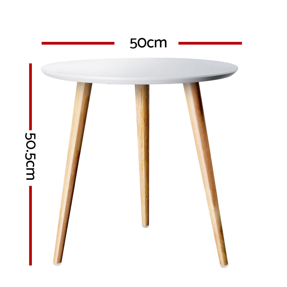Artiss Round Side Table - White