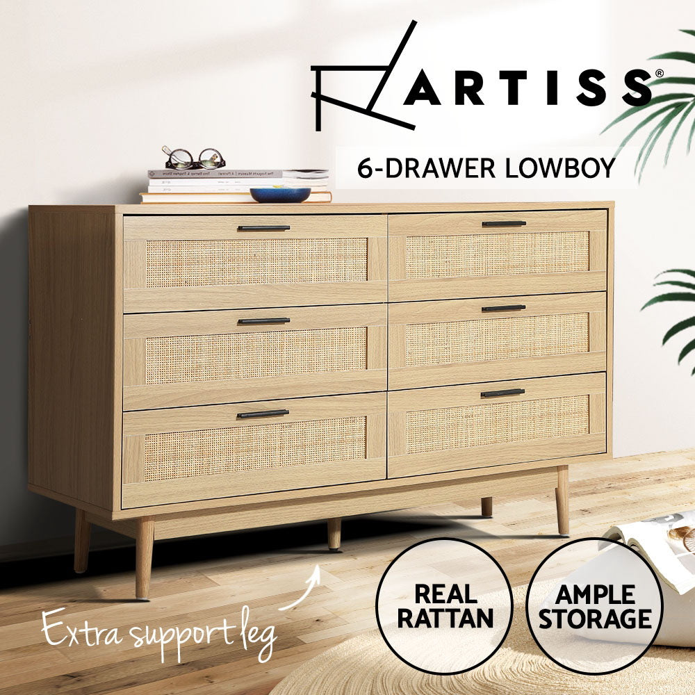 Artiss 6 Chest of Drawers Rattan Tallboy