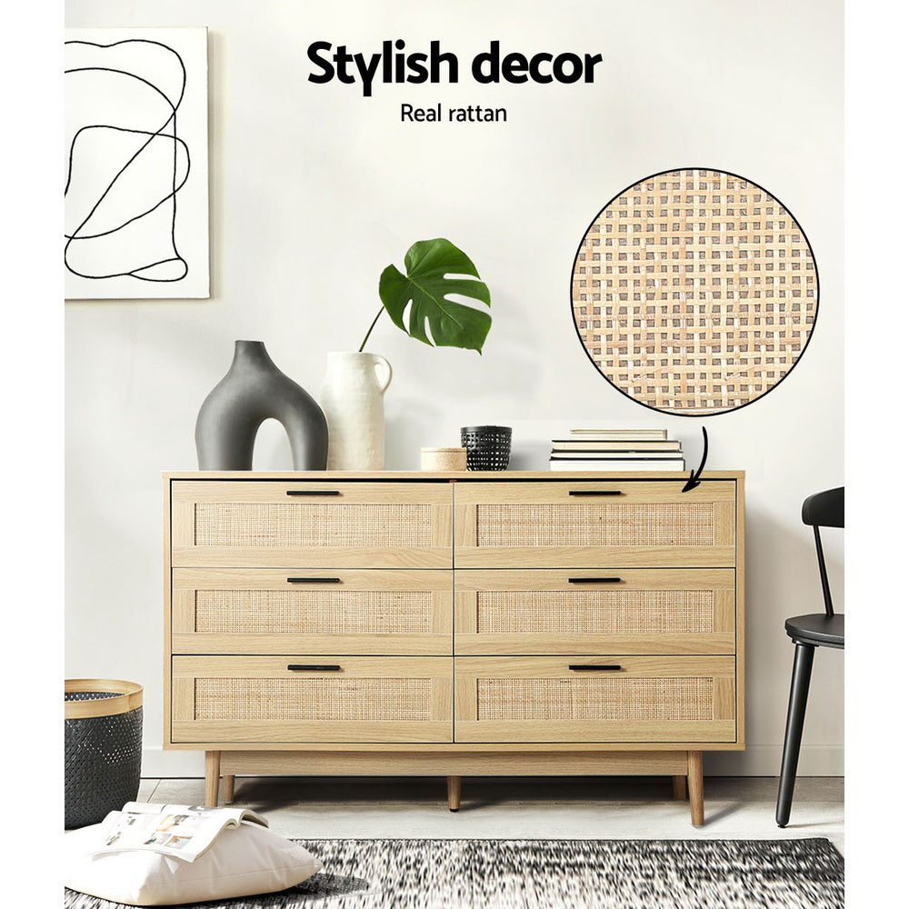 Artiss 6 Chest of Drawers Rattan Tallboy