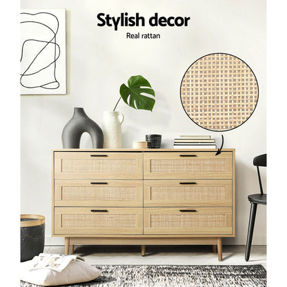 Artiss 6 Chest of Drawers Rattan Tallboy