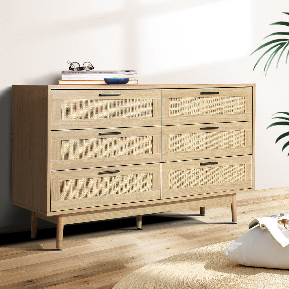 Artiss 6 Chest of Drawers Rattan Tallboy
