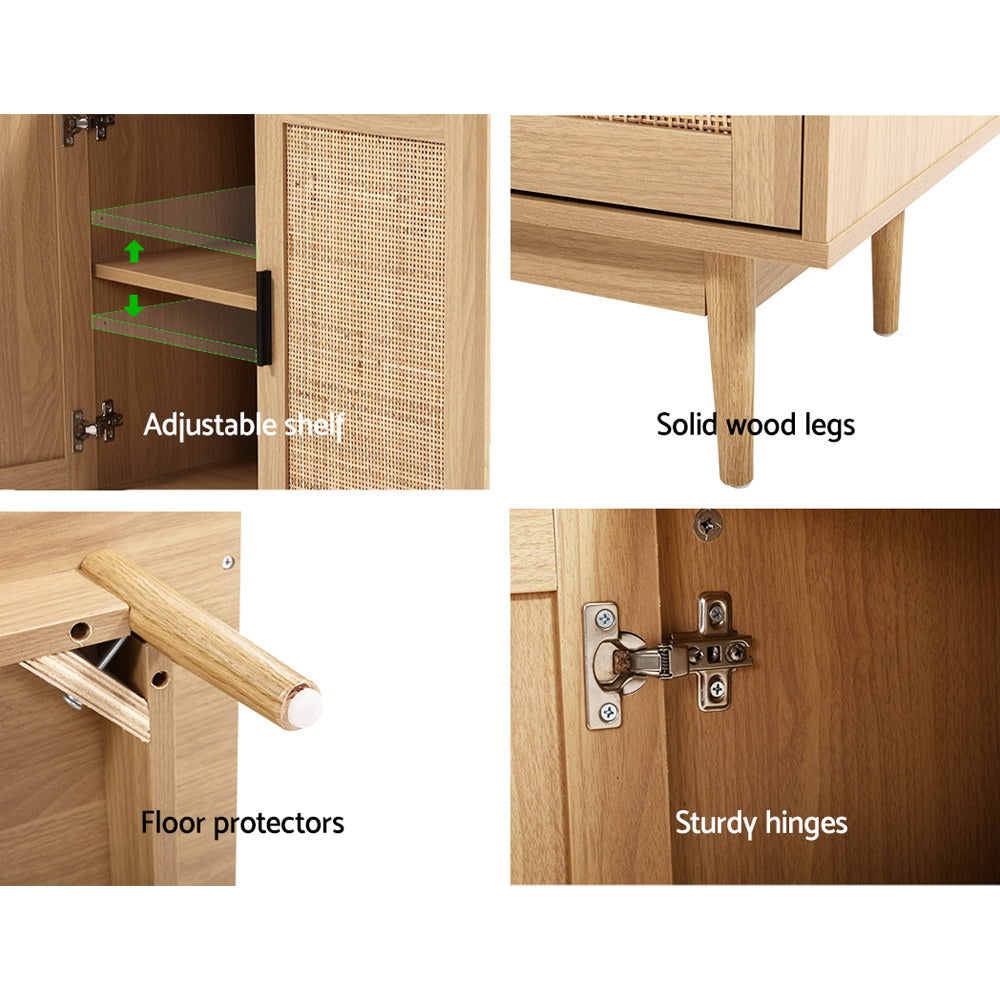 Rattan Buffet Sideboard Cabinet Storage Hallway Table Kitchen Cupboard