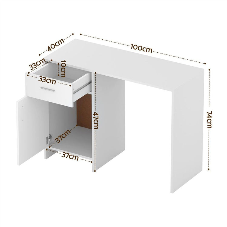 Artiss Computer Desk Drawer Cabinet White 100CM