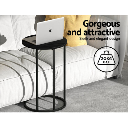 Artiss Coffee Table Side Table Round Black Martha