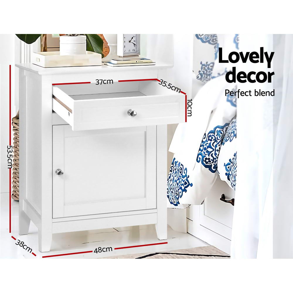Artiss Bedside Tables Big Storage Drawers Cabinet Nightstand Lamp Chest White