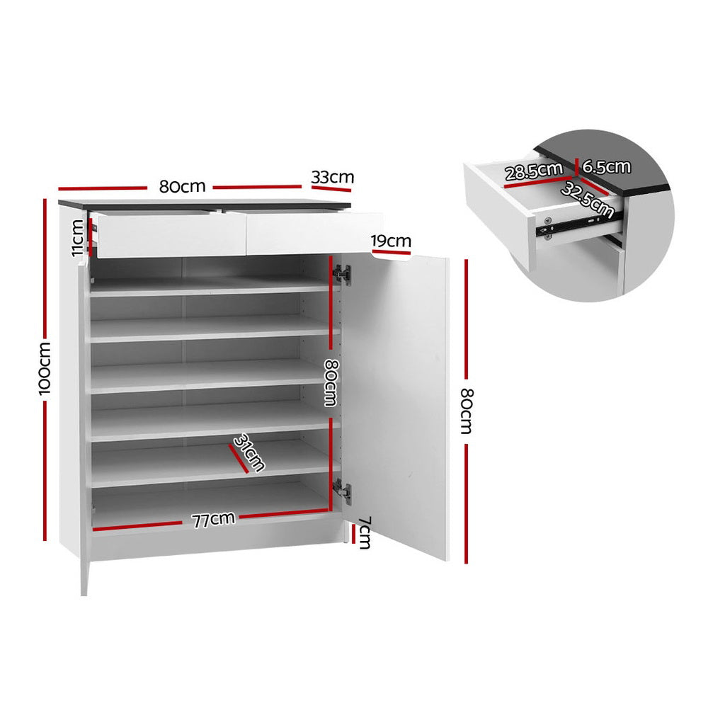 Shoe Cabinet Shoes Storage Rack High Gloss Organiser Cupboard White