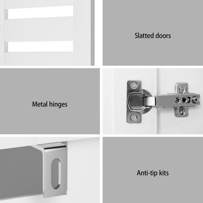 Artiss Shoe Rack Cabinet 30 Pairs Adjustable Shelf White