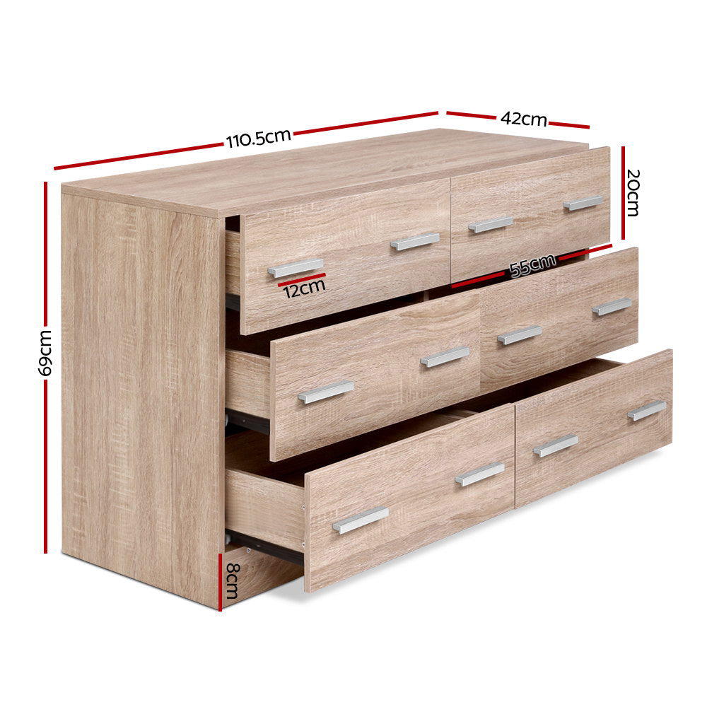 Artiss 6 Chest of Drawers - VEDA Oak