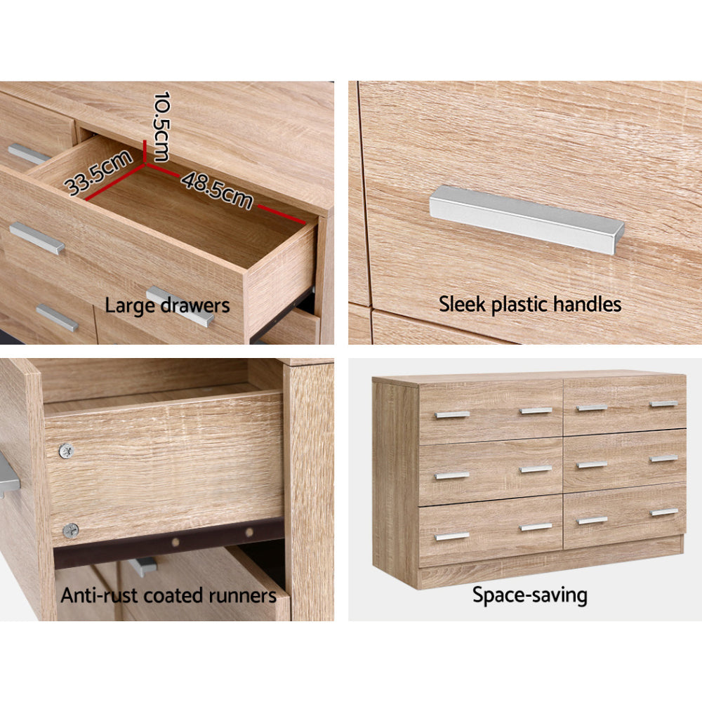 Artiss 6 Chest of Drawers - VEDA Oak
