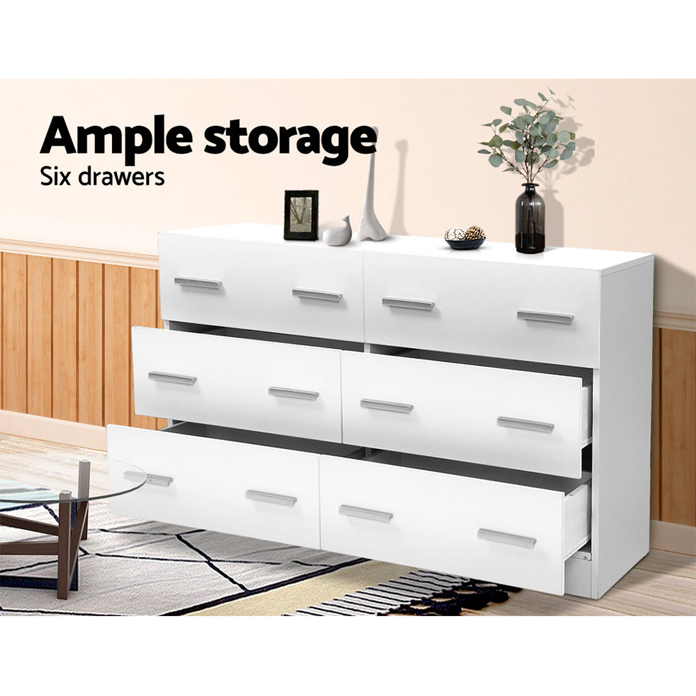 6 Chest of Drawers Cabinet Dresser Tallboy Lowboy Storage Bedroom White