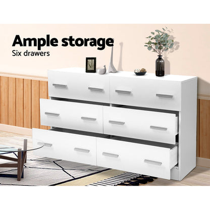 6 Chest of Drawers Cabinet Dresser Tallboy Lowboy Storage Bedroom White