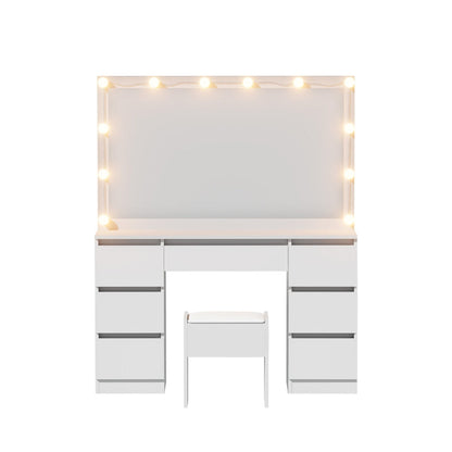 Artiss Dressing Table Vanity Desk Set Stool 12 Led Bulbs White