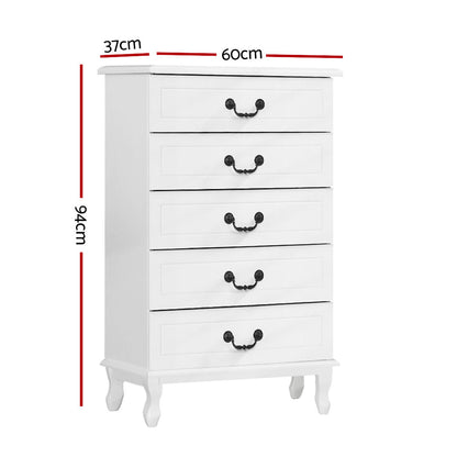Chest of Drawers Tallboy Dresser Table Bedside Storage Cabinet Bedroom
