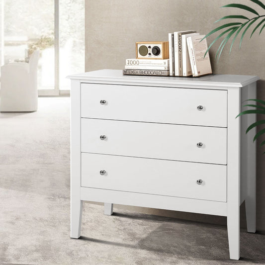 Artiss 3 Chest of Drawers - BRITTANY White