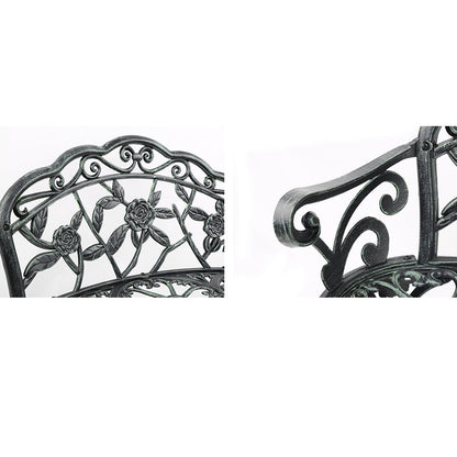 Gardeon Outdoor Garden Bench Seat 100cm Cast Aluminium Patio Chair Vintage Green