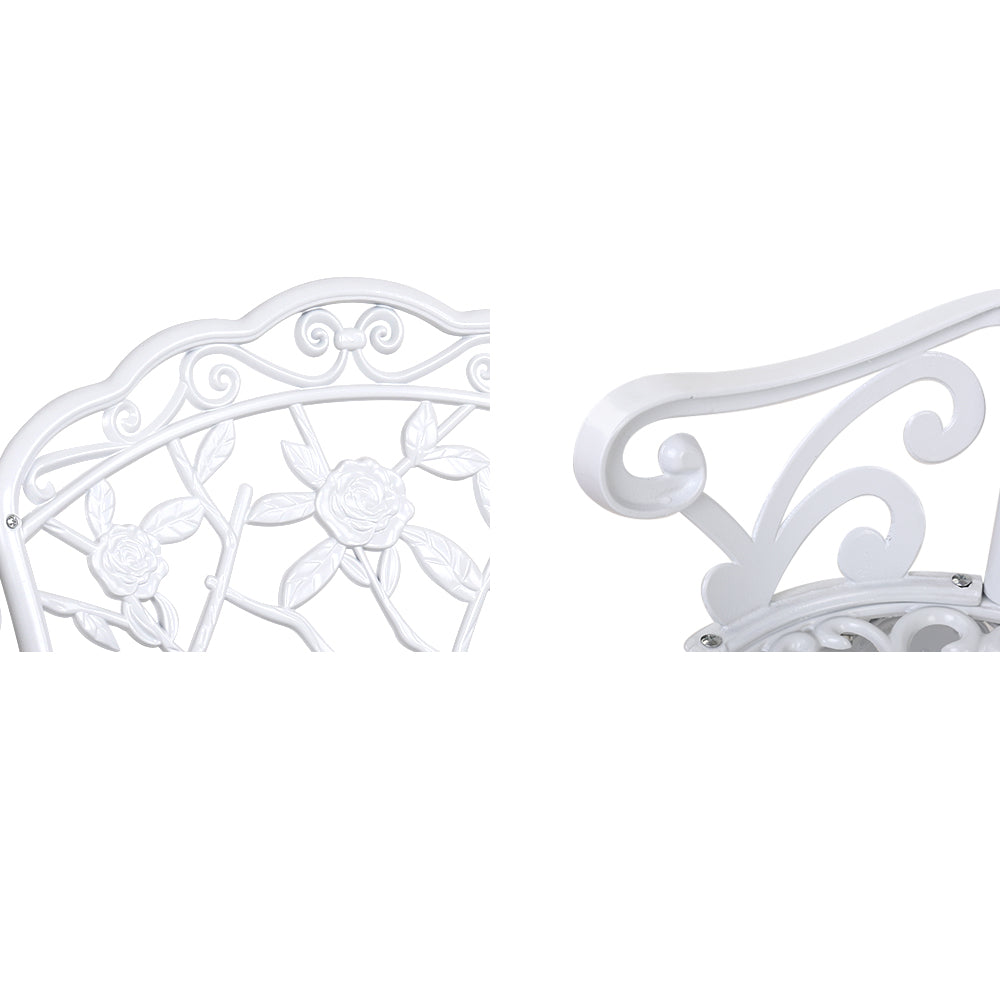 Gardeon Outdoor Garden Bench Seat 100cm Cast Aluminium Outdoor Patio Chair Vintage White