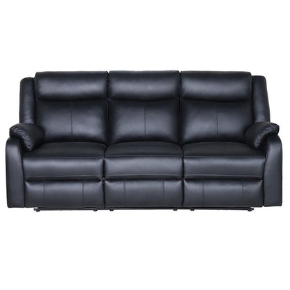 Pinnacle Leather Powered with USB Port 3 Seater Recliner Sofa - Black