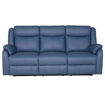 Pinnacle Leather Powered 3 Seater Recliner Sofa - Blue