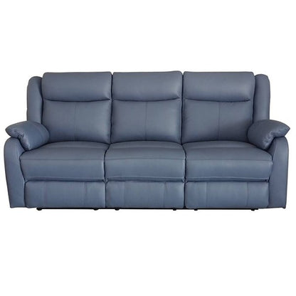 Pinnacle Leather Powered 3 Seater Recliner Sofa - Blue