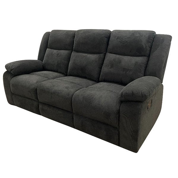Glenbawn 3 Seater Fabric Recliner Sofa - Licorice