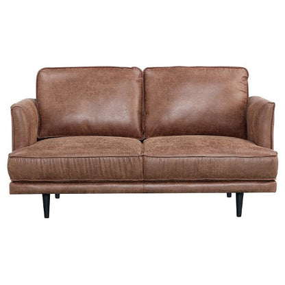 Glenbrook Leather Look Fabric 2 Seater Sofa - Saddle Brown