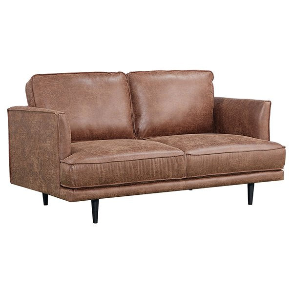 Glenbrook Leather Look Fabric 2 Seater Sofa - Saddle Brown
