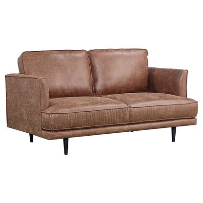 Glenbrook Leather Look Fabric 2 Seater Sofa - Saddle Brown