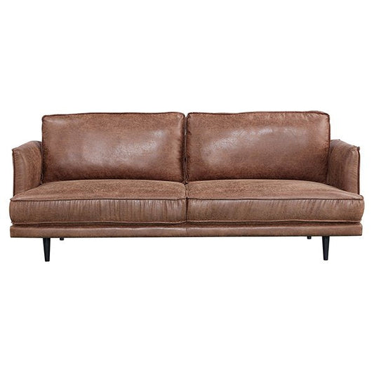 Glenbrook Leather Look Fabric 3 Seater Sofa - Saddle Brown