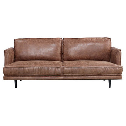 Glenbrook Leather Look Fabric 3 Seater Sofa - Saddle Brown