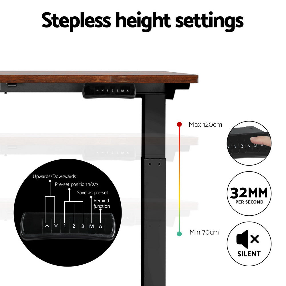 Artiss Standing Desk Motorised Dual Motor Rustic Brown 140CM