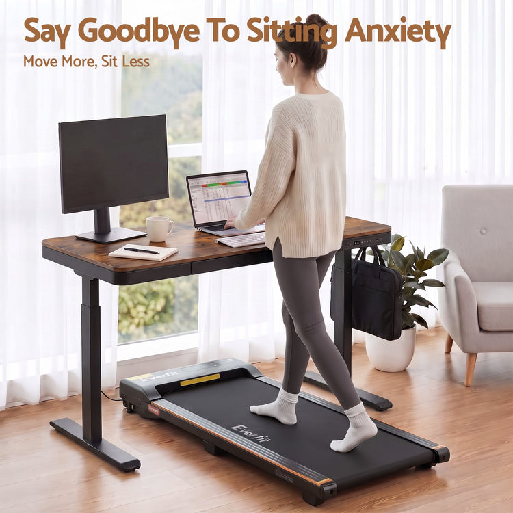 Artiss Motorised Standing Desk with Storage Drawer 120cm Rustic Brown