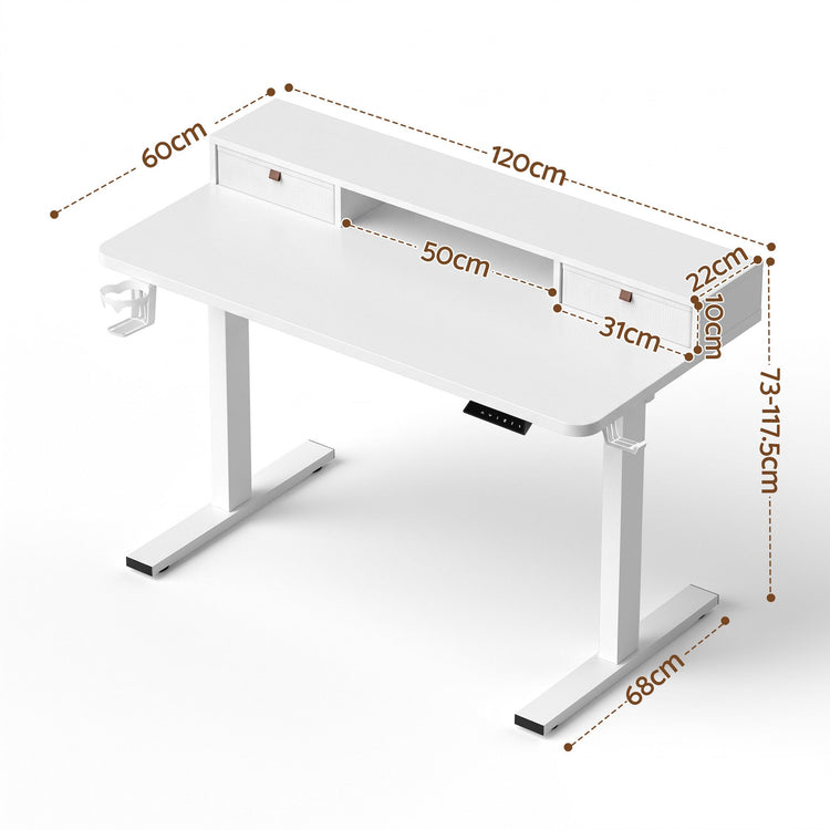 Artiss Electric Standing Desk Height Adjustable Home Office 120cm White