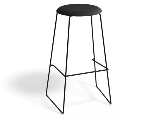 Hugo Bar Stool - Black - Fabric Seat - 77cm Bar Height - Anthracite Fabric Seat