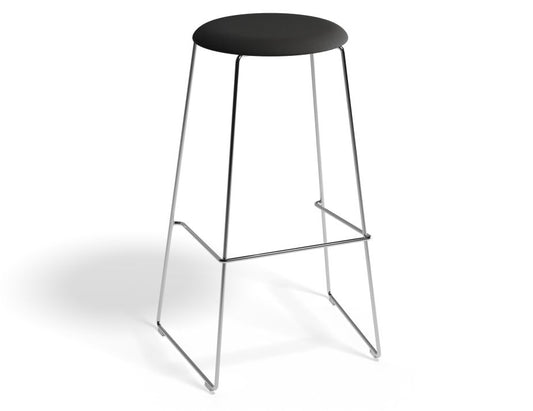 Hugo Bar Stool - Chrome - Fabric Seat - 77cm Round / Anthracite Fabric Seat / Commercial