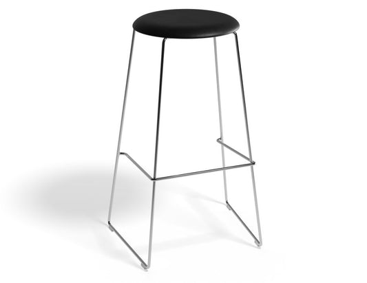 Hugo Bar Stool - Chrome - Vintage PU Seat - 77cm Round / Vintage Black PU Seat / Commercial