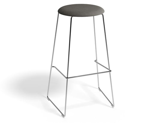 Hugo Bar Stool - Chrome - Fabric Seat - 77cm Round / Grey Fabric Seat / Commercial