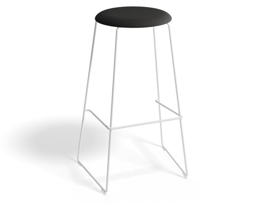 Hugo Bar Stool - White - Fabric Seat - 77cm Bar Height - Anthracite Fabric Seat